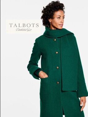 NWT Talbots Green Scarf Coat